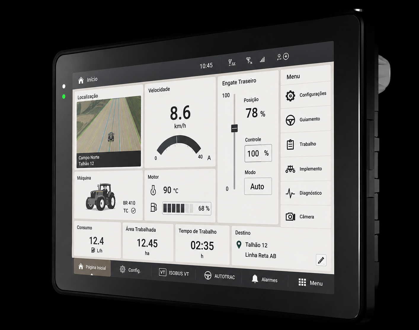 Interface em Qt/QML desenvolvida pela Sync-OS em display industrial